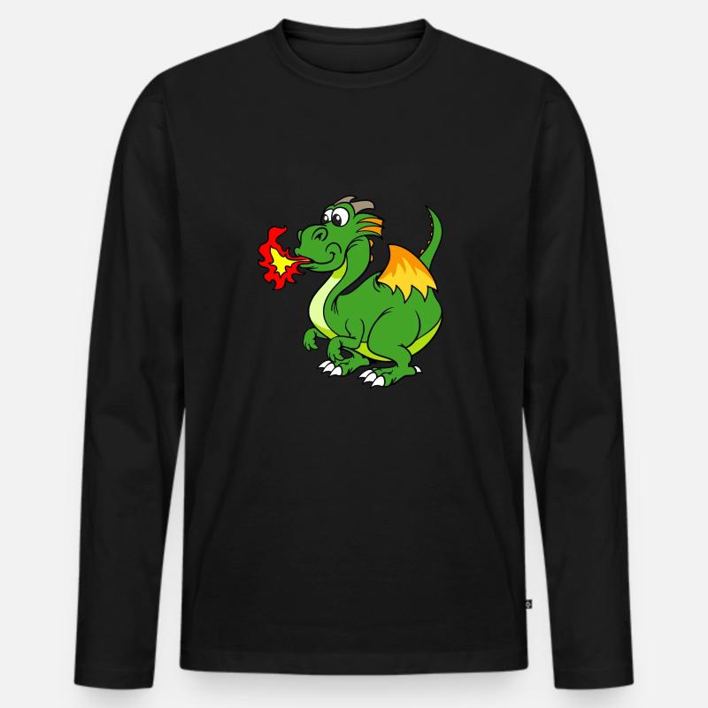 Drachen - Männer Premium Bio Langarmshirt - Schwarz