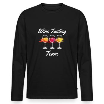 Wine Tasting Team Winery Alcohol Lover Gift - Men's Premium Organic Long Sleeve Shirt - black - Front - Nico (187cm)