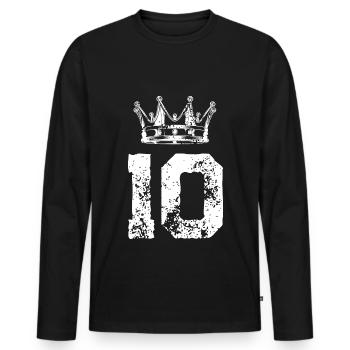 Couronne de 10 chiffres - T-shirt manches longues Premium bio Homme - noir - Devant - Nico (187cm)