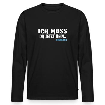 Eisbader Winterschwimmer Winterhart Eisbad - Männer Premium Bio Langarmshirt - Schwarz - Vorne - Nico (187cm)