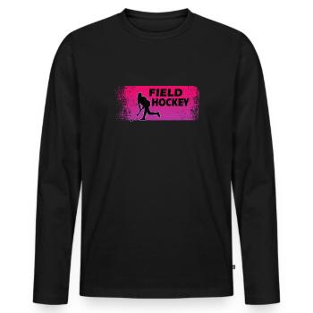 Hockey sur gazon Joueuse de hockey féminin « Hockey Girl » - T-shirt manches longues Premium bio Homme - noir - Devant - Nico (187cm)