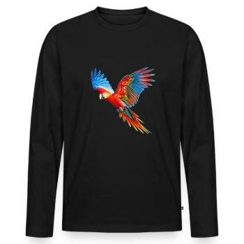 Découvrez les couleurs tropicales - T-Shirt avec perroquet - T-shirt manches longues Premium bio Homme - noir - Devant - Nico (187cm)