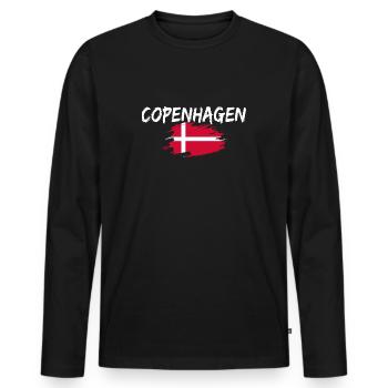 Copenhague Danemark Drapeau Copenhague - T-shirt manches longues Premium bio Homme - noir - Devant - Nico (187cm)