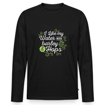 Bierliebhaber Ich mag mein Wasser mit Gerste und Hopfen - Männer Premium Bio Langarmshirt - Schwarz - Vorne - Nico (187cm)