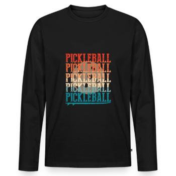 Pickleball - Männer Premium Bio Langarmshirt - Schwarz - Vorne - Nico (187cm)