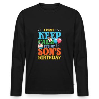 Anniversaire Fils - T-shirt manches longues Premium bio Homme - noir - Devant - Nico (187cm)