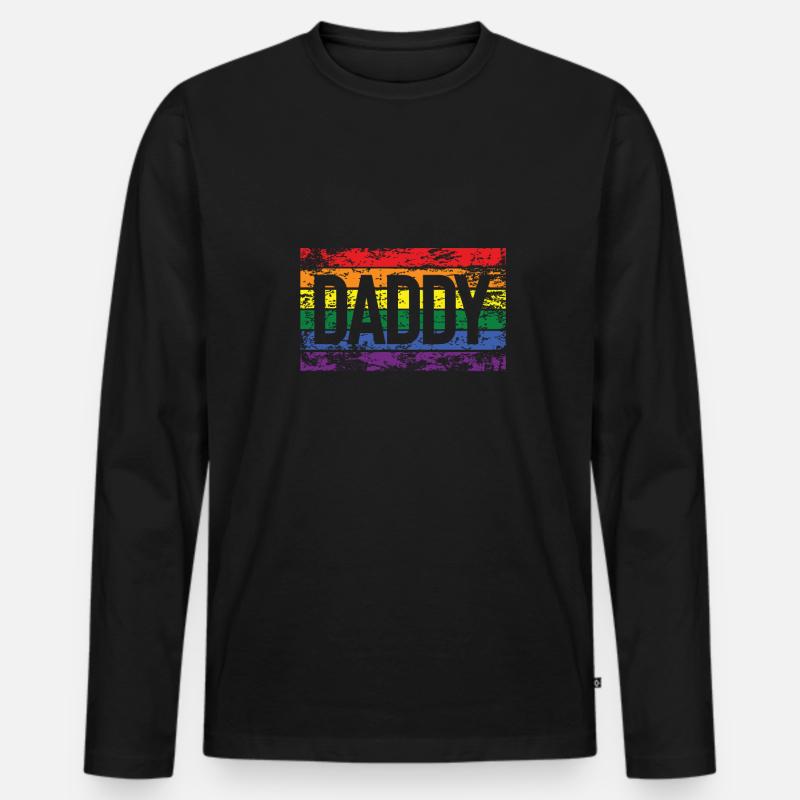 Papa - Männer Premium Bio Langarmshirt - Schwarz