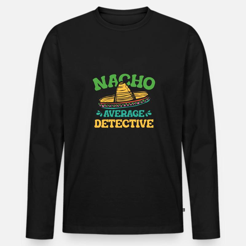 Nacho-Detektiv - Männer Premium Bio Langarmshirt - Schwarz