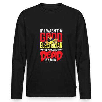 Good electrician - Men's Premium Organic Long Sleeve Shirt - black - Front - Nico (187cm)