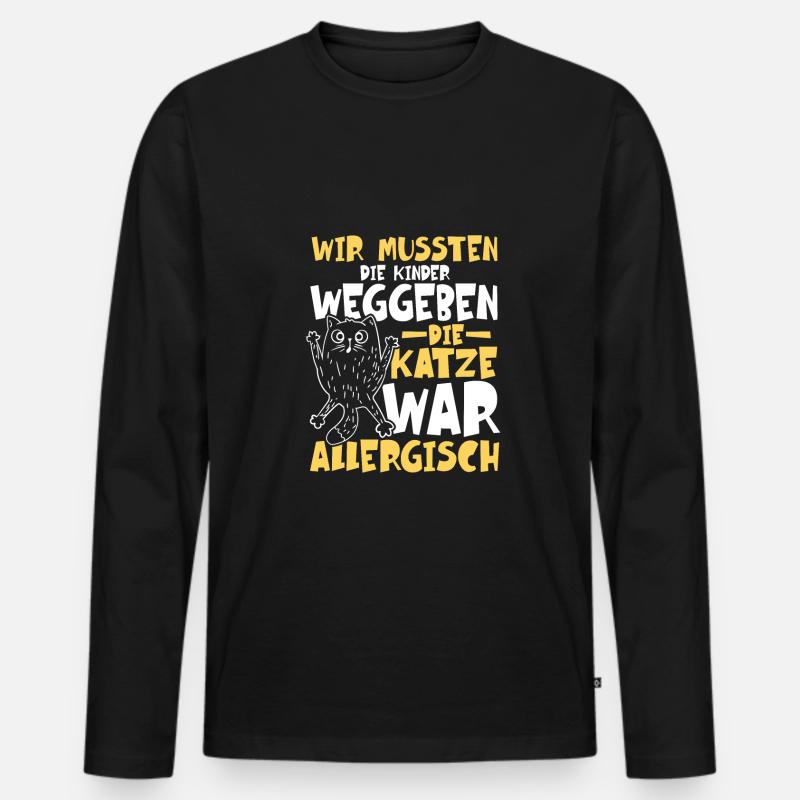Katze war allergisch - Männer Premium Bio Langarmshirt - Schwarz