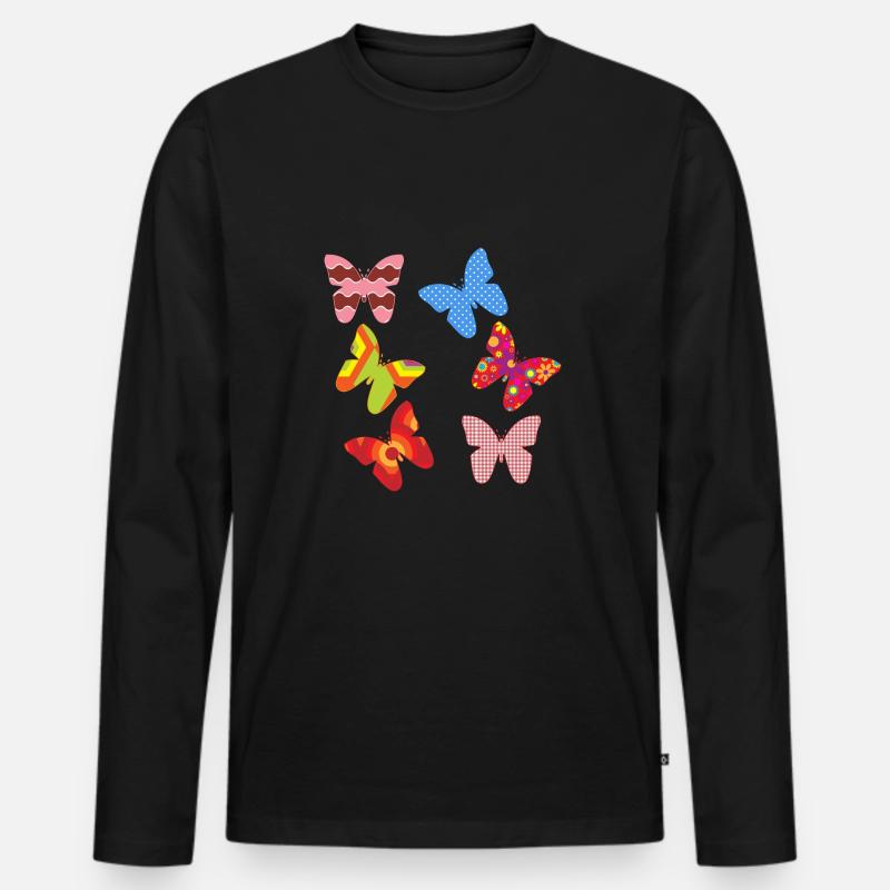 Schmetterlinge - Männer Premium Bio Langarmshirt - Schwarz