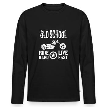 Old School Ride Hard Live Fast - Biker Style - Männer Premium Bio Langarmshirt - Schwarz - Vorne - Nico (187cm)
