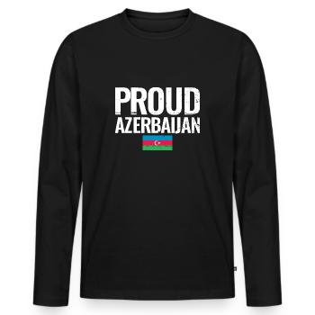 Fier Azerbaïdjan Azerbaïdjan Drapeau - T-shirt manches longues Premium bio Homme - noir - Devant - Nico (187cm)