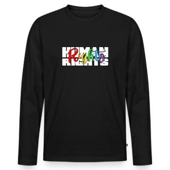 Human rights Rainbow for All - Men's Premium Organic Long Sleeve Shirt - black - Front - Nico (187cm)