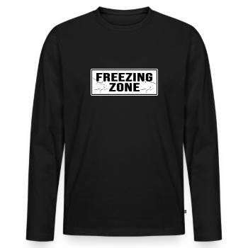 Eisbader "freezing zone" Gefrierpunkt Winterbader - Männer Premium Bio Langarmshirt - Schwarz - Vorne - Nico (187cm)