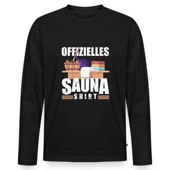 Offizielles Sauna Shirt Saunieren - Männer Premium Bio Langarmshirt - Schwarz - Vorne - Nico (187cm)