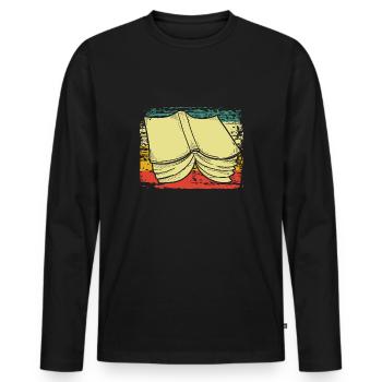 Bücher - Männer Premium Bio Langarmshirt - Schwarz - Vorne - Nico (187cm)