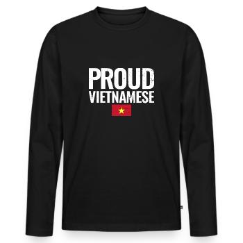 Proud Vietnamese Vietnam Flag Vietnamese - Men's Premium Organic Long Sleeve Shirt - black - Front - Nico (187cm)