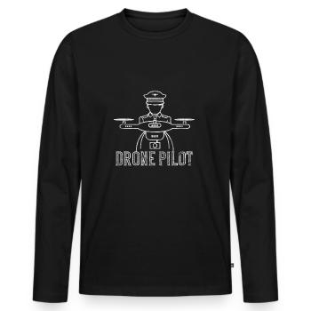 Drone pilot gift drones pilot drone flying - Men's Premium Organic Long Sleeve Shirt - black - Front - Nico (187cm)