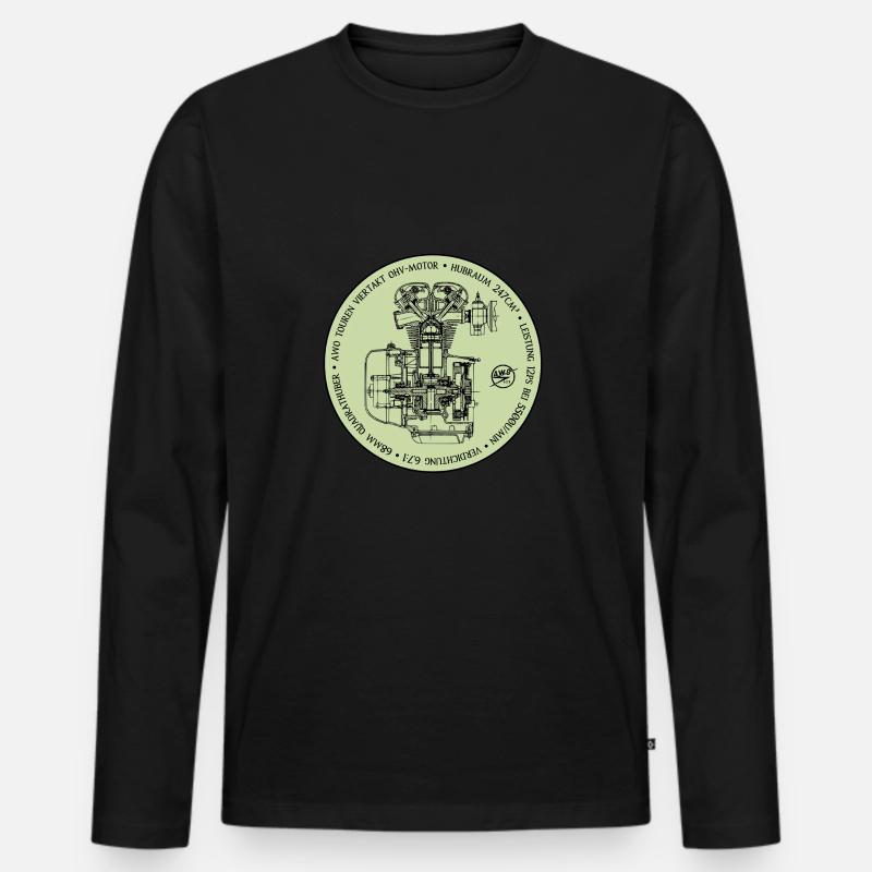 AWO Touren Motor hellgruen - Männer Premium Bio Langarmshirt - Schwarz