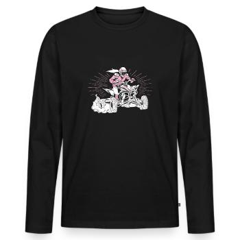 Quad - Männer Premium Bio Langarmshirt - Schwarz - Vorne - Nico (187cm)