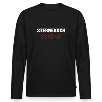 Hobbykoch Sternekoch Pentagram Kochbuch Küchenchef - Männer Premium Bio Langarmshirt - Schwarz - Vorne - Nico (187cm)
