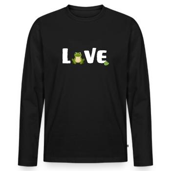 Frösche "frog love" Froschprinz - Männer Premium Bio Langarmshirt - Schwarz - Vorne - Nico (187cm)