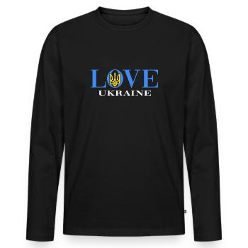 UKRAINE "Ukrainian" slava ukraini zelenskyi - Men's Premium Organic Long Sleeve Shirt - black - Front - Nico (187cm)