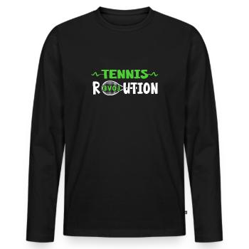 Balle de match de tennis raquette de tennis « tennis-love » - T-shirt manches longues Premium bio Homme - noir - Devant - Nico (187cm)