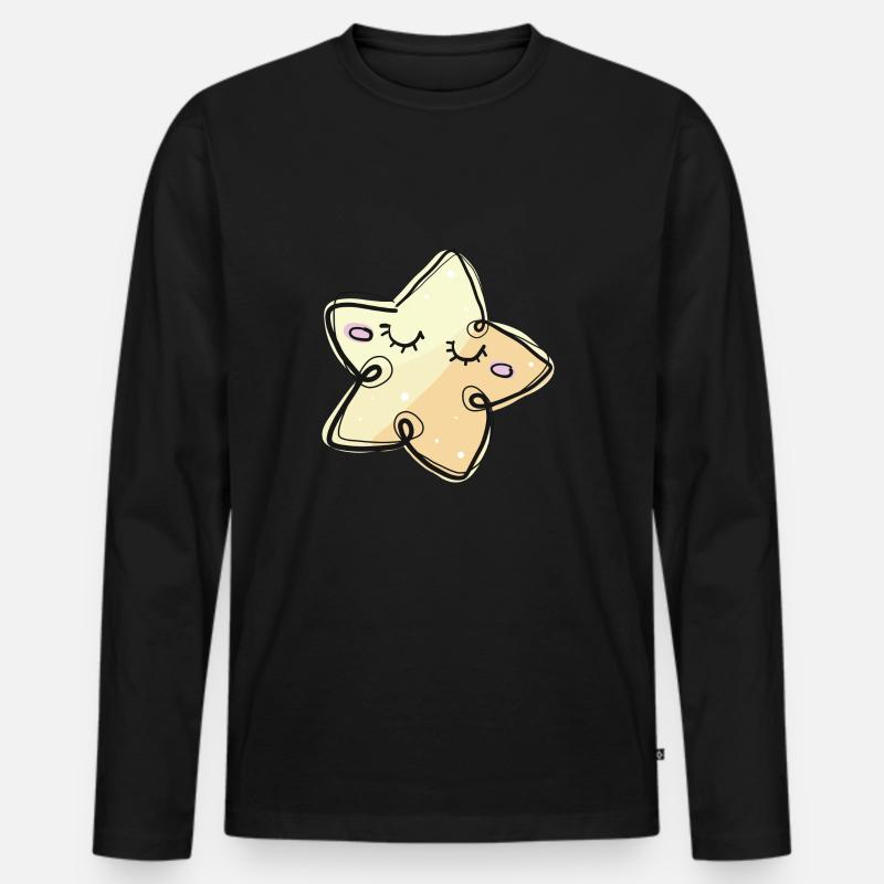 STERNCHEN - Männer Premium Bio Langarmshirt - Schwarz