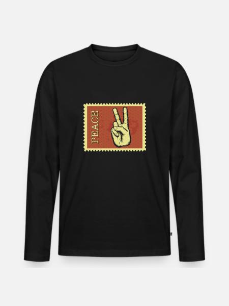 Peace - Männer Premium Bio Langarmshirt - Schwarz