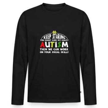 Chemise d'autisme - T-shirt manches longues Premium bio Homme - noir - Devant - Nico (187cm)
