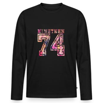 NINETEEN 1974 B - Men's Premium Organic Long Sleeve Shirt - black - Front - Nico (187cm)