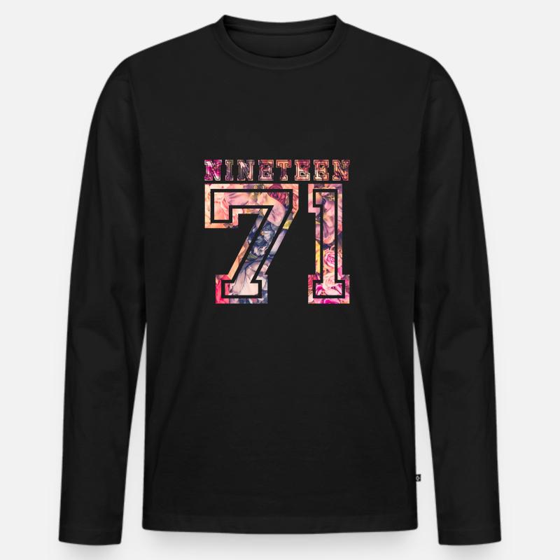 NINETEEN 1971 B - Männer Premium Bio Langarmshirt - Schwarz