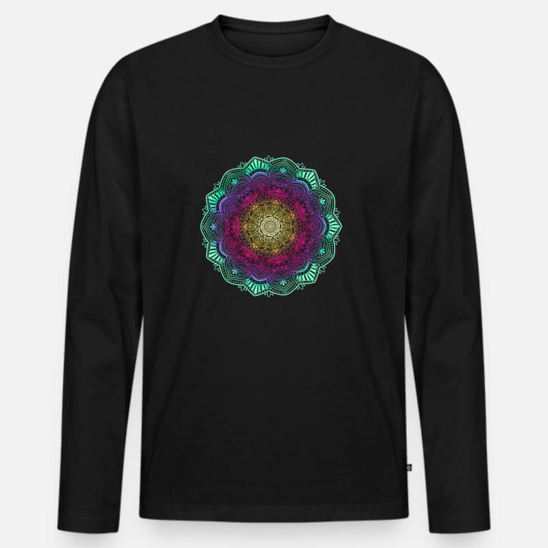 Mandala - Männer Premium Bio Langarmshirt - Schwarz