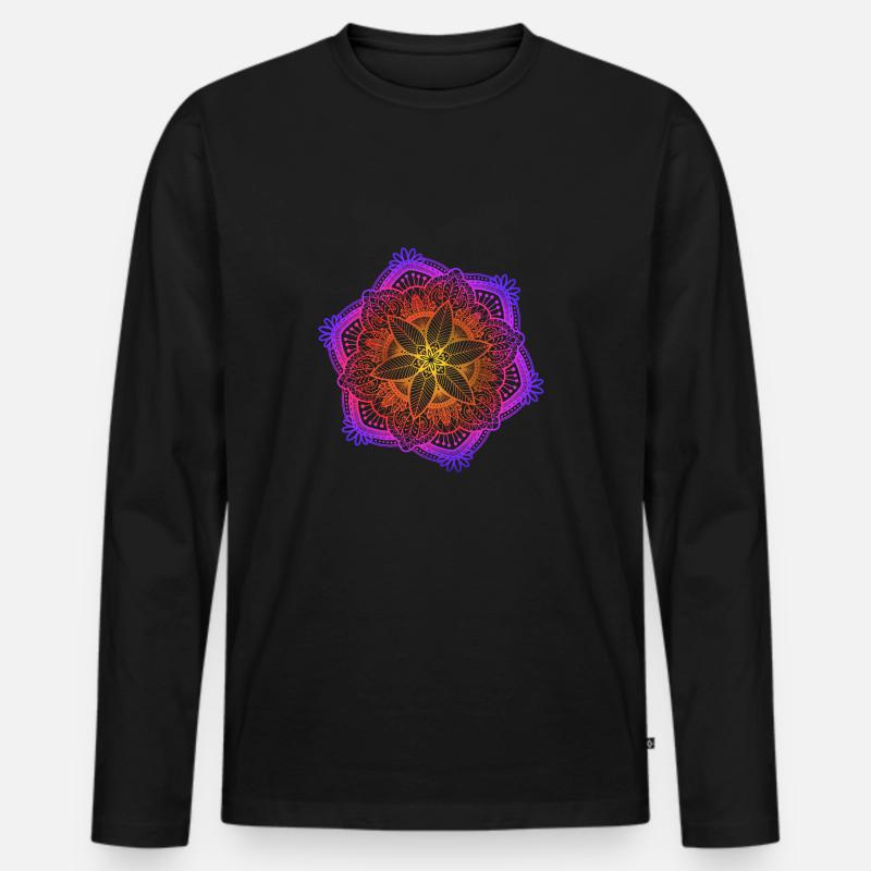 Mandala - Männer Premium Bio Langarmshirt - Schwarz