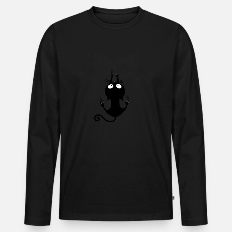 Climbing Cat Halloween - Männer Premium Bio Langarmshirt - Schwarz