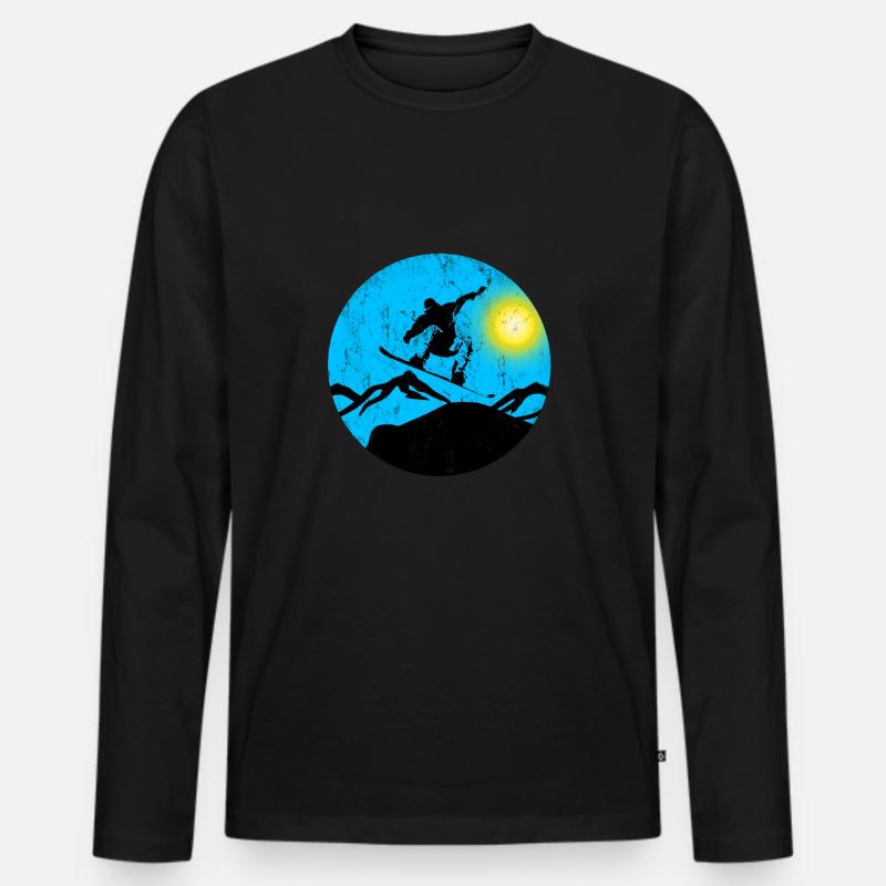 Snowboarder jump - Männer Premium Bio Langarmshirt - Schwarz
