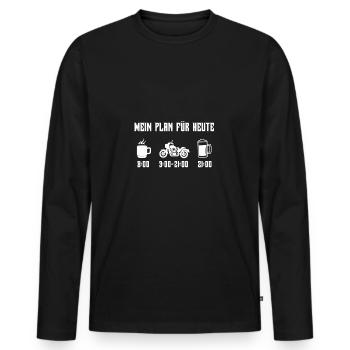 MOTORRAD BIKER MEIN PLAN HEUTE KAFFEE BIKEN BEER - Männer Premium Bio Langarmshirt - Schwarz - Vorne - Nico (187cm)