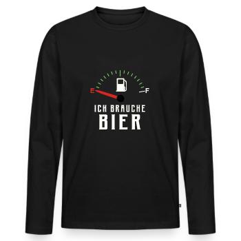 ICH BRAUCHE BIER - Männer Premium Bio Langarmshirt - Schwarz - Vorne - Nico (187cm)