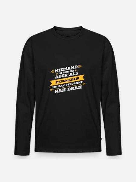 Stationsleiter Beruf Geschenk - Männer Premium Bio Langarmshirt - Schwarz