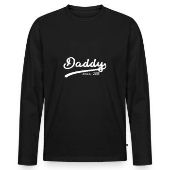 DADDY SINCE 2015 VATER PAPA GESCHENK VATERTAG - Männer Premium Bio Langarmshirt - Schwarz - Vorne - Nico (187cm)