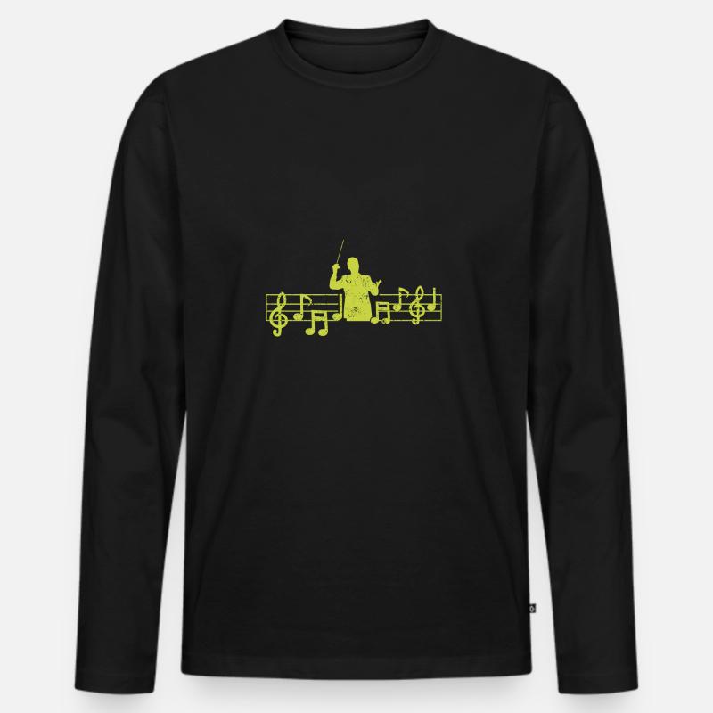 Dirigent Herzschlag Noten Geschenk musiker - Männer Premium Bio Langarmshirt - Schwarz