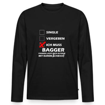Bagger Fahren Single - Männer Premium Bio Langarmshirt - Schwarz - Vorne - Nico (187cm)