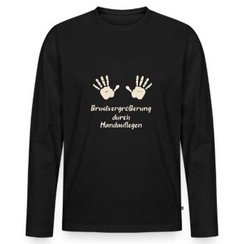 Brustvergrößerung durch Handauflegen - Männer Premium Bio Langarmshirt - Schwarz - Vorne - Nico (187cm)