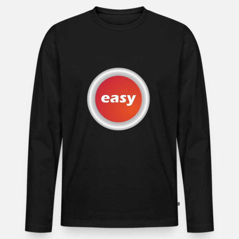 Easy Button - Männer Premium Bio Langarmshirt - Schwarz