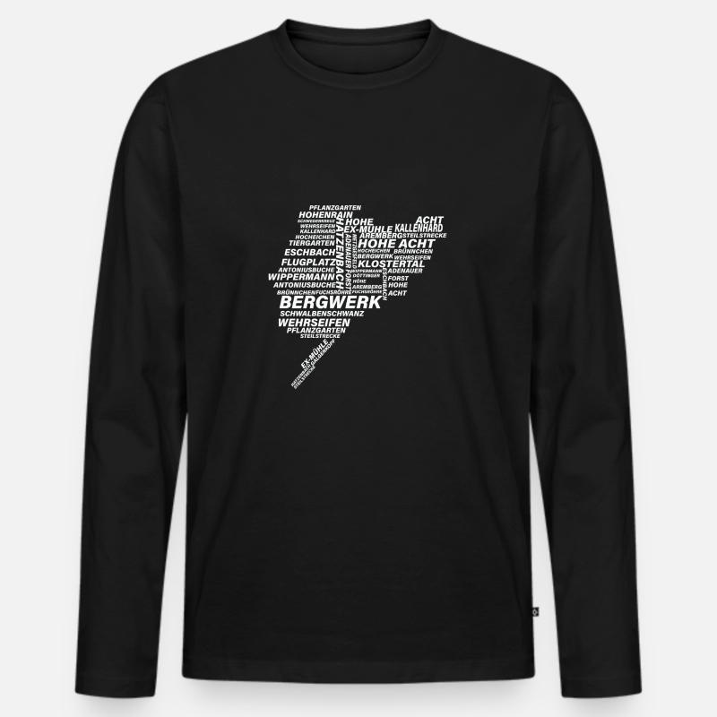 Nordschleife White Wordcloud Shirt - Männer Premium Bio Langarmshirt - Schwarz