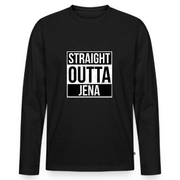 Straight Outta Jena - Men's Premium Organic Long Sleeve Shirt - black - Front - Nico (187cm)