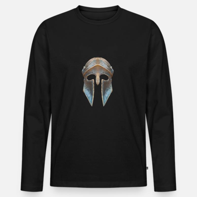 Gladiatorenhelm Low-Polygon-Effekt - Männer Premium Bio Langarmshirt - Schwarz