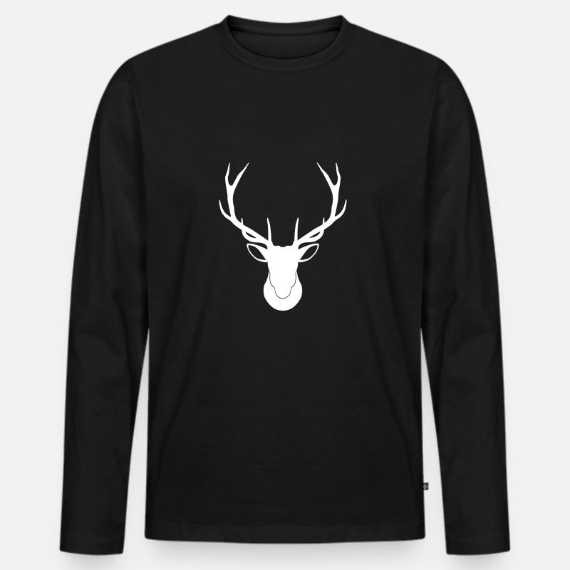 Hirsch - Hirschgeweih - Männer Premium Bio Langarmshirt - Schwarz